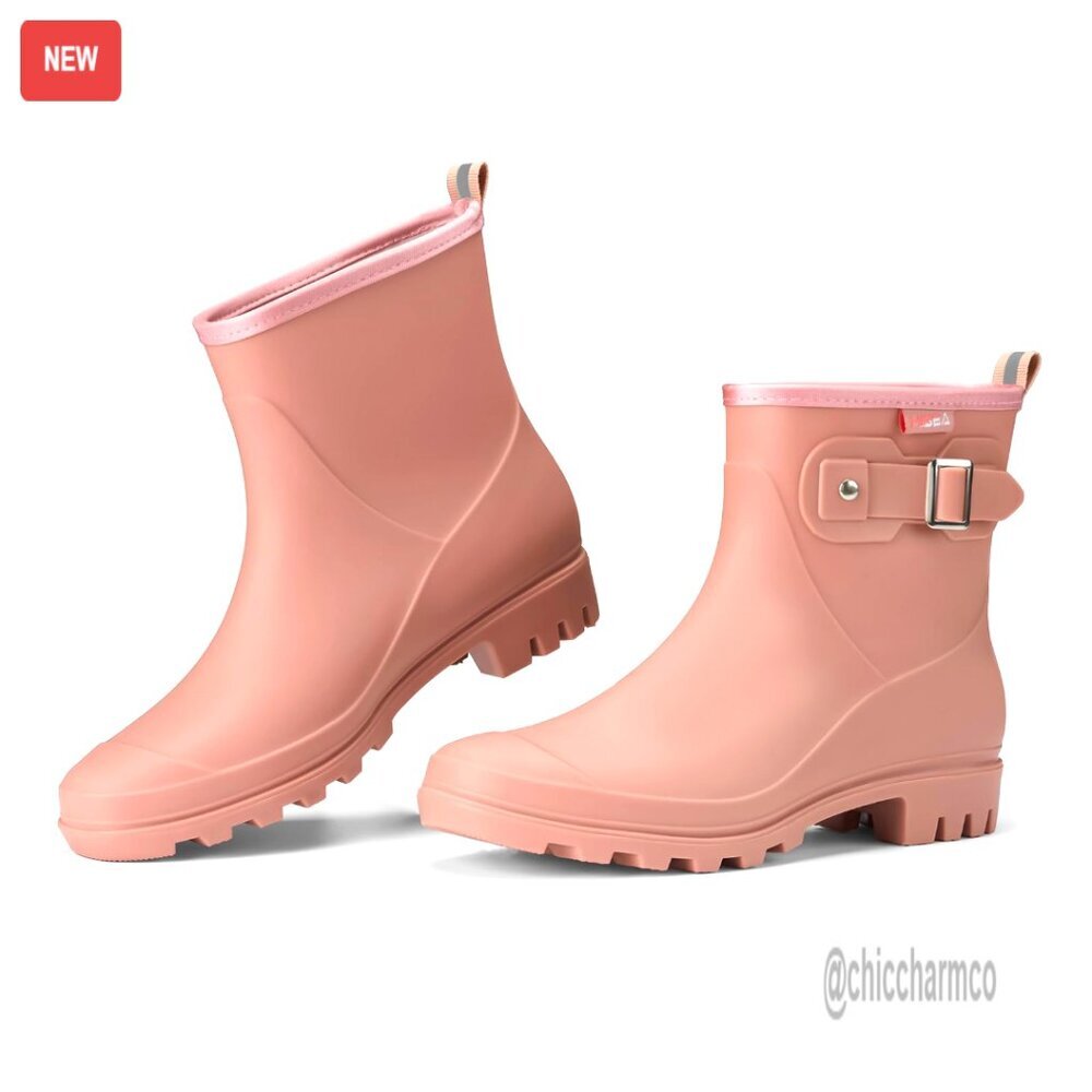 Waterproof Chelsea Ankle Rain Boots, Non-Slip Lightweight Rubber Garden Shoes